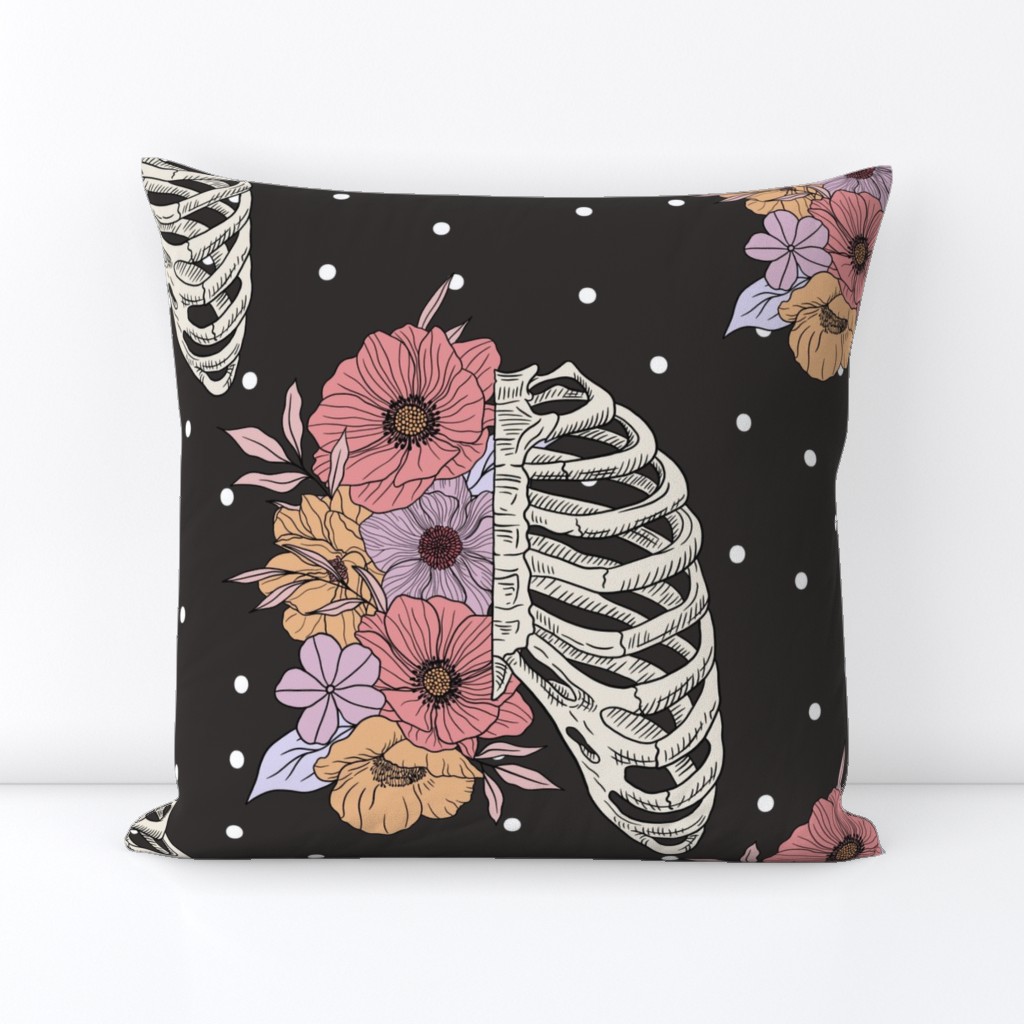 Skeleton Ribs and Flowers