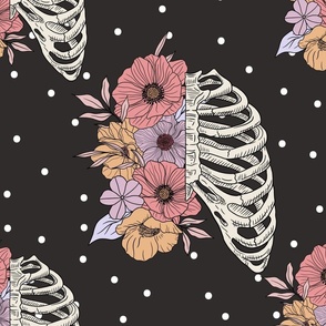Skeleton Ribs and Flowers