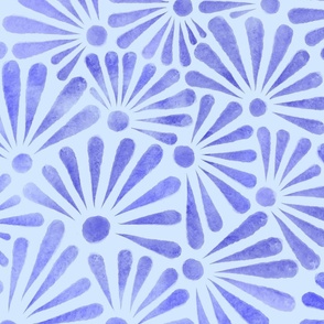 Watercolor abstract floral - Blue