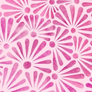 Watercolor abstract floral - Magenta Pink