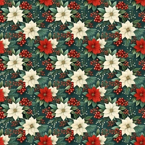 Christmas holly and pointsetta design