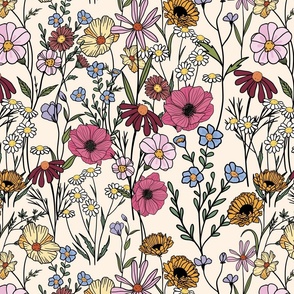 Autumn Wildflowers Floral Print 