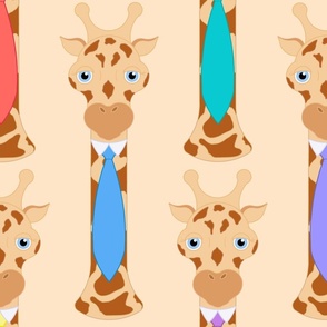 Nicely Dressed Giraffes! Pale Yellow Background (Large)