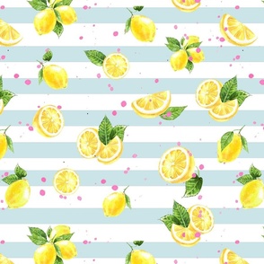 Lemons on a blue stripe background 16x16