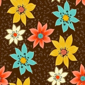 Ditsy Floral | Gorgeous Bright Florals on a Dark Background | Medium Scale