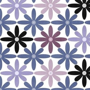 Retro Ogee Colorful Daisies - Blue Purple - 6x6