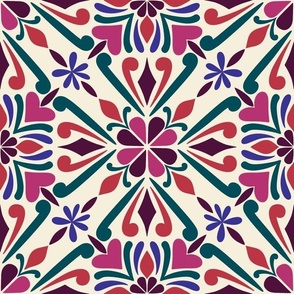 Bohemian Rhapsody: Vibrant Traditional Tile Pattern - Cultural Fusion for Fashion and Home Décor
