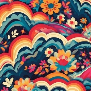 Funky Rainbow and Flowers