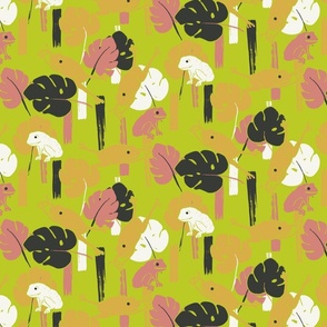 Frog Fiesta in Pantone Coral Sprouts in Medium Scale