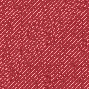 371 - Tiny scale hand drawn vibrant bold crimson red triangles creating an interesting woven twill effect - for apparel, Christmas patchwork, quilting, small projects, anything that requires mini ditsy patterns.