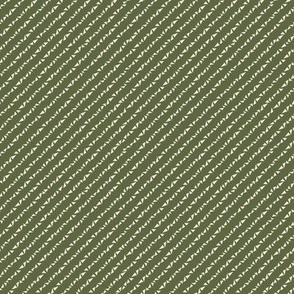 371 - Tiny scale hand drawn dark leaf green and off white triangles creating an interesting woven twill effect - for apparel, Christmas patchwork, quilting, small projects, anything that requires mini ditsy patterns.