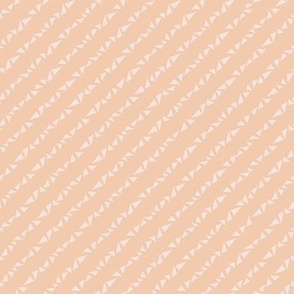 371 - Small scale hand drawn neutral blush apricot pink organic geometric triangles in diagonal stripes - for quilting, patchwork and children apparel