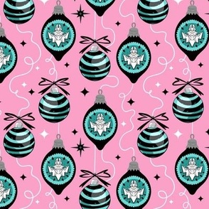 Mid-Century Goth Christmas Baubles Pink small scale