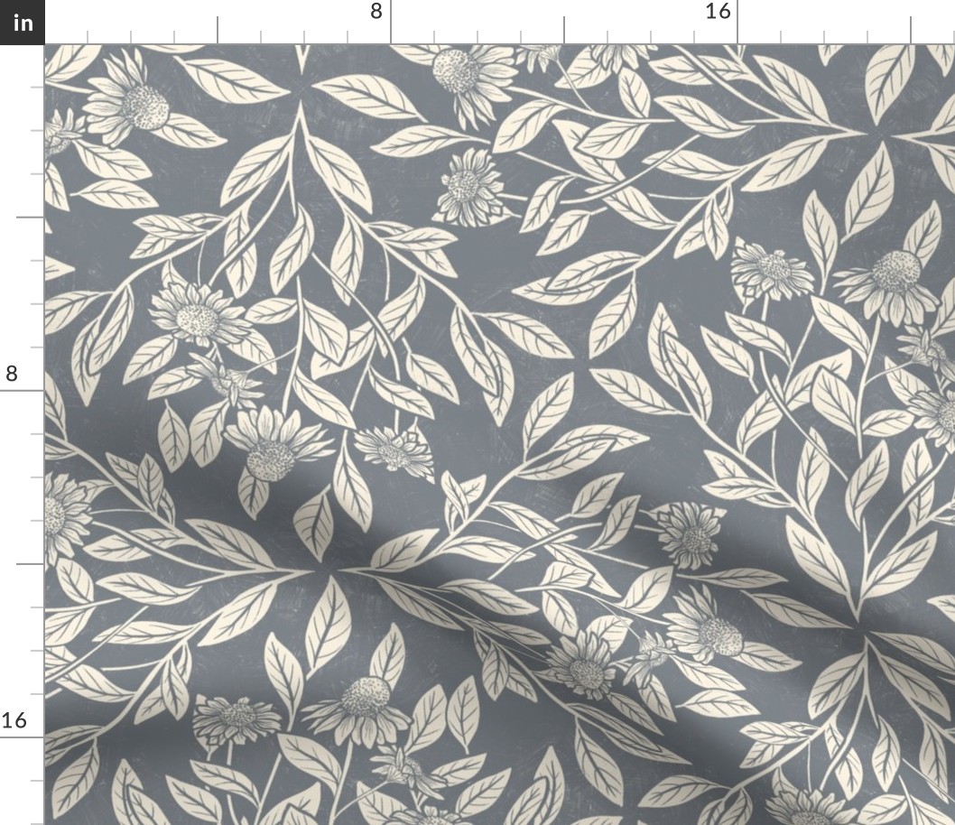 slate grey chamomile flower nondirectional wallpaper (Large)
