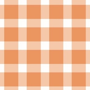 Apricot crush and white Gingham Check large scale for bedding, fabric and wallpaper