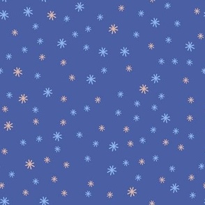 345 - Small scale cobalt blue tossed little stars in the night sky, for unisex children clothing, nursey accessories, sweet wallpaper, patchwork and quilting projects - fall/Halloween/thanksgiving palette