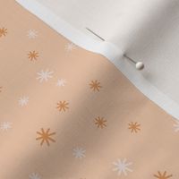 345 - Small scale in warm neutral pinky blush tossed little stars in the night sky, for unisex children clothing, nursey accessories, sweet wallpaper, patchwork and quilting projects - fall/Halloween/thanksgiving palette