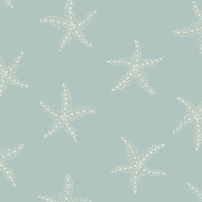 Large delicate speckled stars - muted seafoam mint and eggshell white