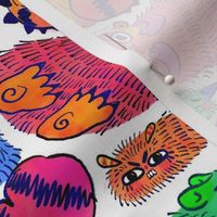 Emo Rainbow Monsters Watercolor and Line | Alternative Colorful Fun Kids Teenagers