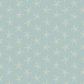 SMALL delicate speckled stars - muted seafoam mint and eggshell white