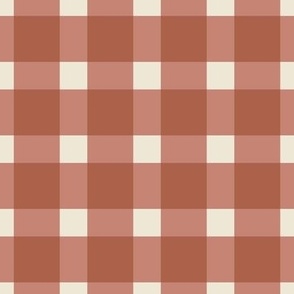 Gingham check in Amara terra cotta and panna cotta beige Large scale