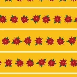Red Poinsettia Parade on a yellow background