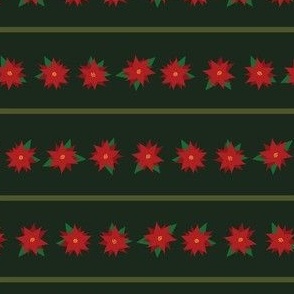 Red Poinsettia Parade on a dark green background