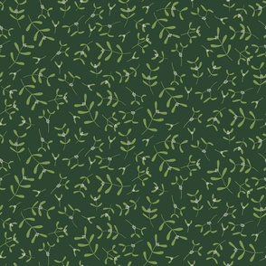 Scattered European Mistletoe on a green background