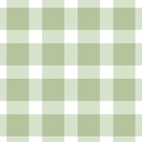 Gingham check in light sage green, large scale