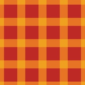 Bright red and orange  gingham check for fabric, home decor and wallpaper, large scale