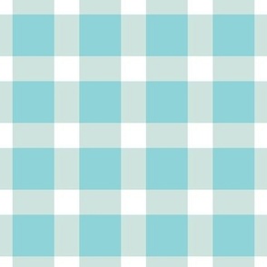 Gingham check in beach colors pool, sea glass and white large scale for fabric, wallpaper and home decor