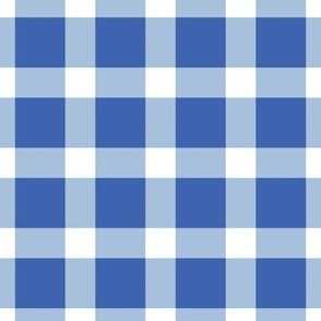 Gingham check in blue and white large scale for fabric, home decor and wallpaper