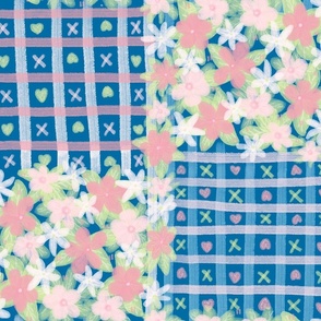 Non-Directional Wallpapers / XOXO plaid cross flowers loves me Pattern