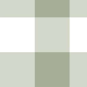 Pale Green Moss Gingham Squares Large Scale