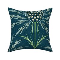 (L) Maximalist thistle monochrome teal and green