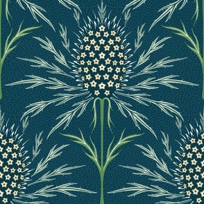 (L) Maximalist thistle monochrome teal and green