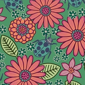 Ladybird Garden (12") - green