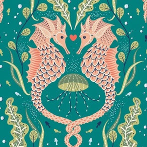 | Spoonflower Decor Fabric, and Seahorse Home Wallpaper