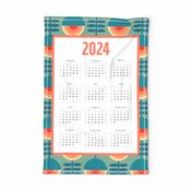 2024 Calendar Tea Towel – lazy retro flowers