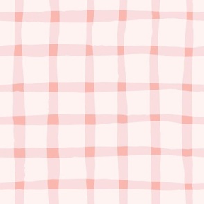 Watercolour wonky Gingham in soft pink