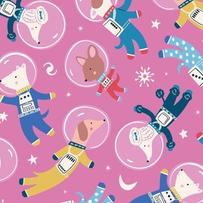 Astro Pups (jumbo PINK) - Dogs in Space - Puppy Astronauts