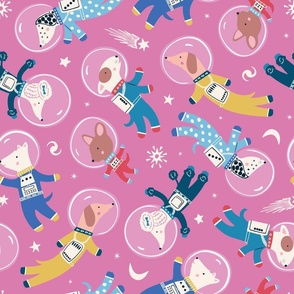 Astro Pups (large PINK) - Dogs in Space - Puppy Astronauts