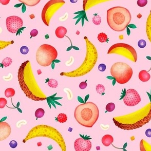 Fruity Tutti, pink (medium) - delicious rainbow of tropical and summer fruits