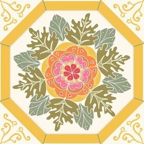 Rosette Tiles with golden Ornaments - big size