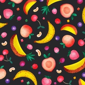 Fruity Tutti, black (medium) - delicious rainbow of tropical and summer fruits