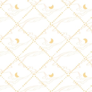 white diamond pattern with sun, moon and clouds - medium scale