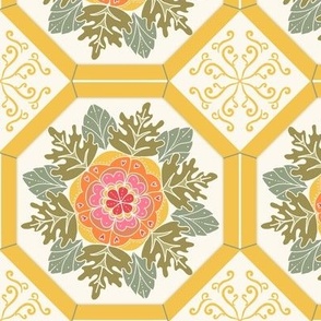 Rosette Tiles with golden Ornaments - medium size