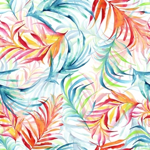hand-painted watercolor palm leaves | multicolor