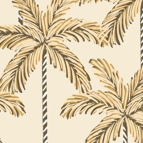 Palm Trees Off White Beige Brown - Large
