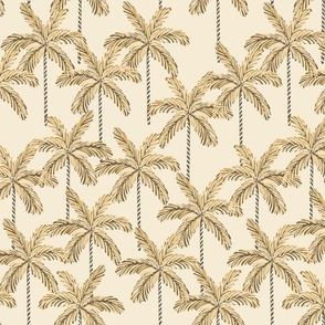 Palm Trees Off White Beige Brown - Medium